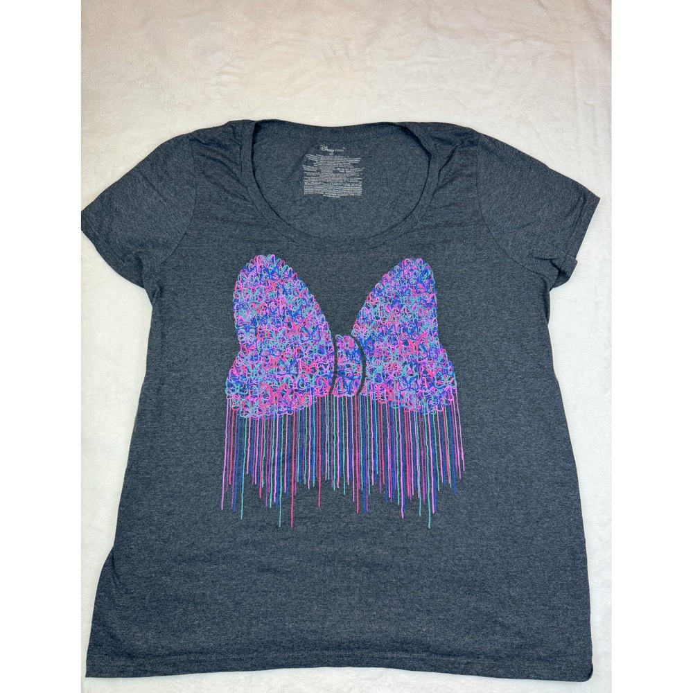 Disney Store Minnie Mouse Drip Bow Graphic Tee Charcoal Grey 3XL Plus Size